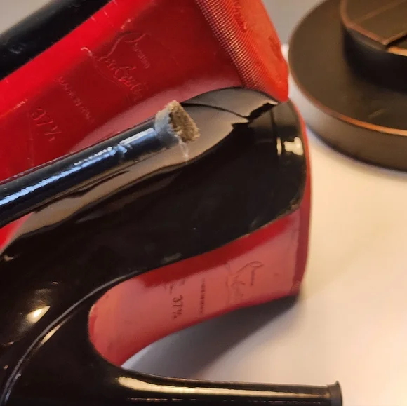 CHRISTIAN LOUBOUTIN Size 7 Black Heels Pumps Shoes 37 1/2 - Picture 8 of 10